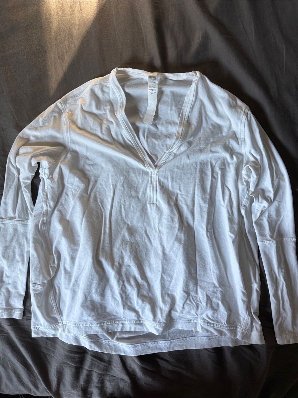 lululemon athletica White Long-Sleeve V-Neck Women's Tee